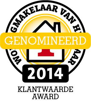 Wij zijn genomineerd voor de Woningmakelaar van het Jaar-verkiezing 2014 in de categorie Klantwaarde! Bedankt!