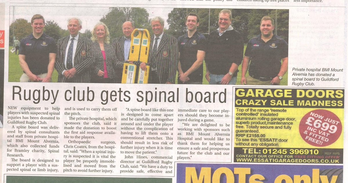 snapsponsorship's tweet photo. A great bit of exposure for #TeamSNAP @guildfordrugby and @BMIHealthcarePR in the #SurreyTimes #SpinalBoard http://t.co/4W4TcVWqKc