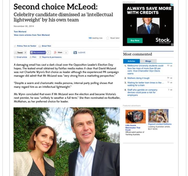 Some disturbing implications in this leaked email- an opposition campaign built on #celebrity and cheap #partytricks.