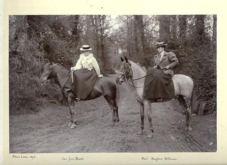 LissadellHouse's tweet photo. #ConGoreBooth and Miss Noel Vaughan Williams horseriding in Kent, 1898, Sterry Album, #Lissadell collection http://t.co/73qdg3TzHv