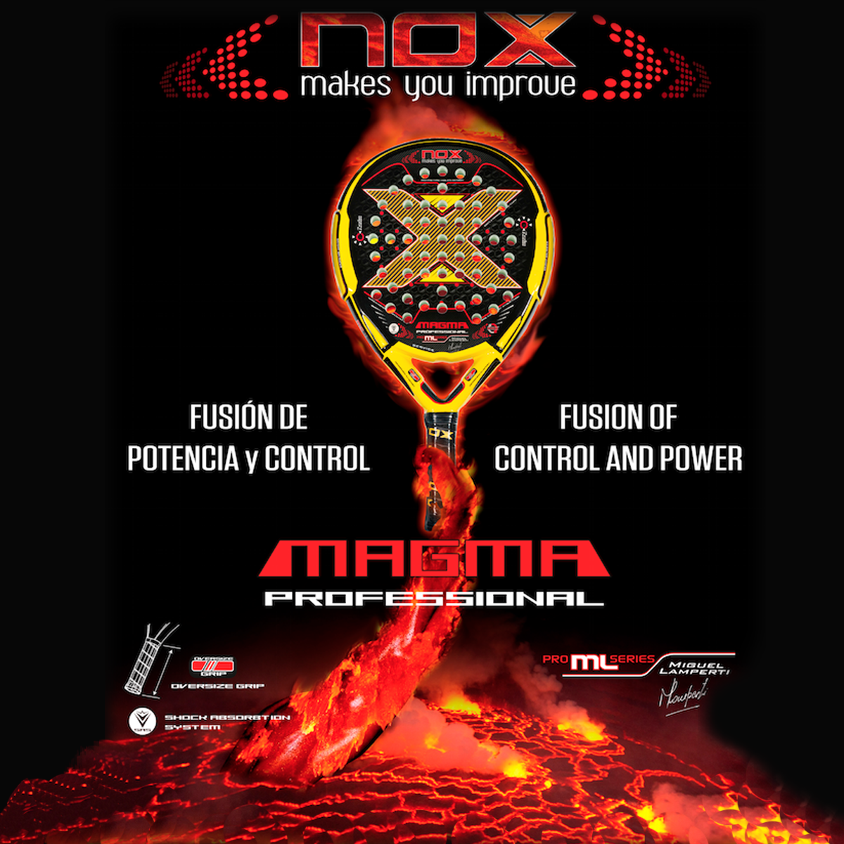 noxpadel's tweet photo. ¡La fusión perfecta entre la ML10 y la Stinger! Conoce la nueva pala #NOXMagma #pádel http://t.co/PQv7N8U1pH