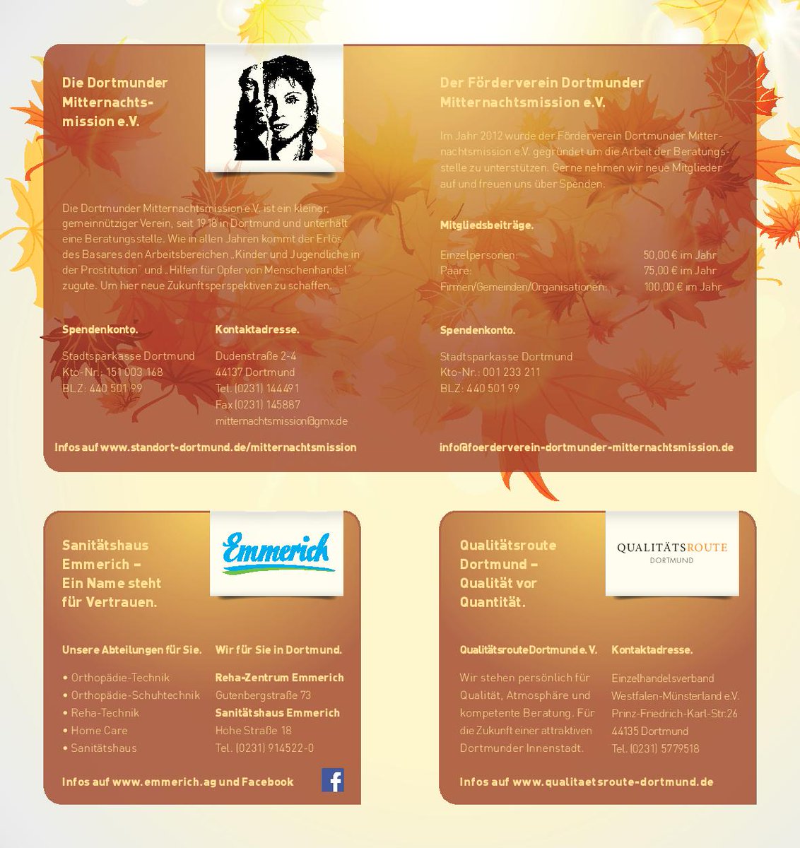 Kommt vorbei, zu unserem Herbstbasar
Am 15.-16.11 von 11-17.00 Uhr im Sanitätshaus Emmerich
Werden wir euch da sehen?