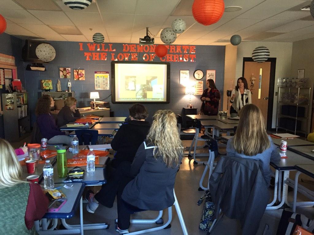 NCSelementary's tweet photo. Mrs. Demonbreun and Mrs. Graham are sharing how to give math class and extreme makeover #2014csi http://t.co/0cY7cdkD0O