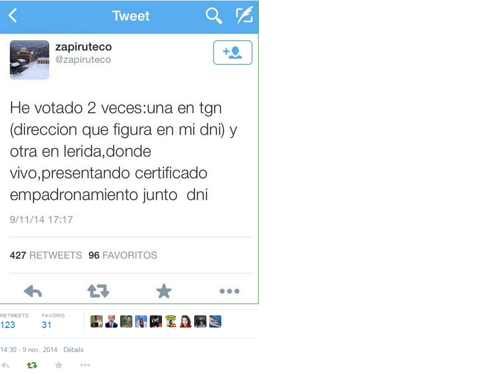 JoseA_Bergua's tweet photo. el Arte de votar varias veces #9NFRAU :
#CataloniaWins
#9NTV3
#HemVotatHemGuanyat
#OmplimLesUrnes 2 veces
#9NFail http://t.co/I84V17cQKI