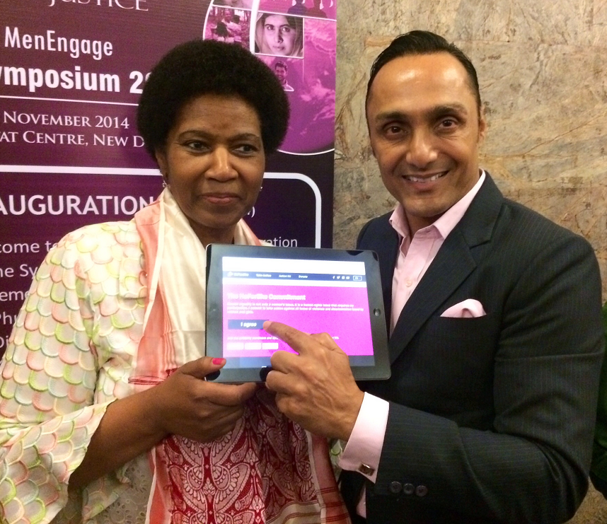 UN_Women's tweet photo. Indian actor @RahulBose1 just signed up for #HeforShe at the @MenEngageDilli Symposium! #MenEngageDelhi http://t.co/g0ELYmLXad