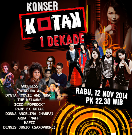 "<a href="/SCTV_/">SCTV</a>: Perjalanan 10 Tahun <a href="/kotakband_/">Official KOTAK</a>  terangkum dlm Konser #Kotak1Dekade
Besok! 12 November 2014, jam 22.30 WIB "