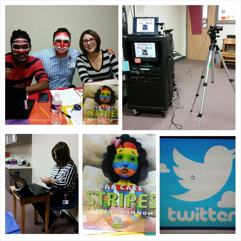 MemorialPISD's tweet photo. We are streaming & Tweeting #LIVE for Children's Book Week. Reading "A Bad Case Of The Stripes." #catRAD @EdleadS http://t.co/IJAqwEAuXc