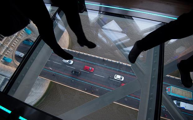 Telegraph's tweet photo. Should women on Tower Bridge glass walkway wear trousers? http://t.co/cEF5IJasXJ http://t.co/DcVvigMwhU
