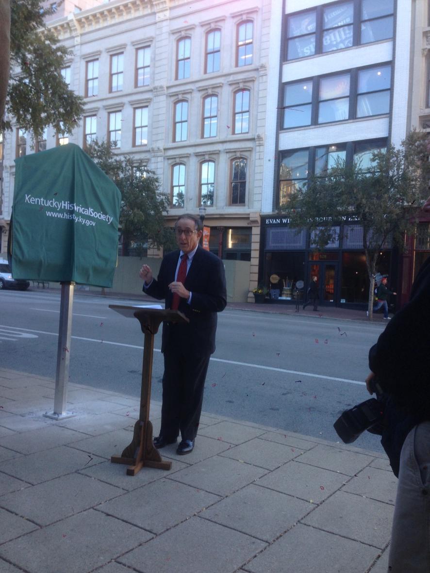 joshhafer's tweet image. Unveiling of the official Evan Williams Historical Marker across from Evan Williams Bourbon Experience. #ewbe