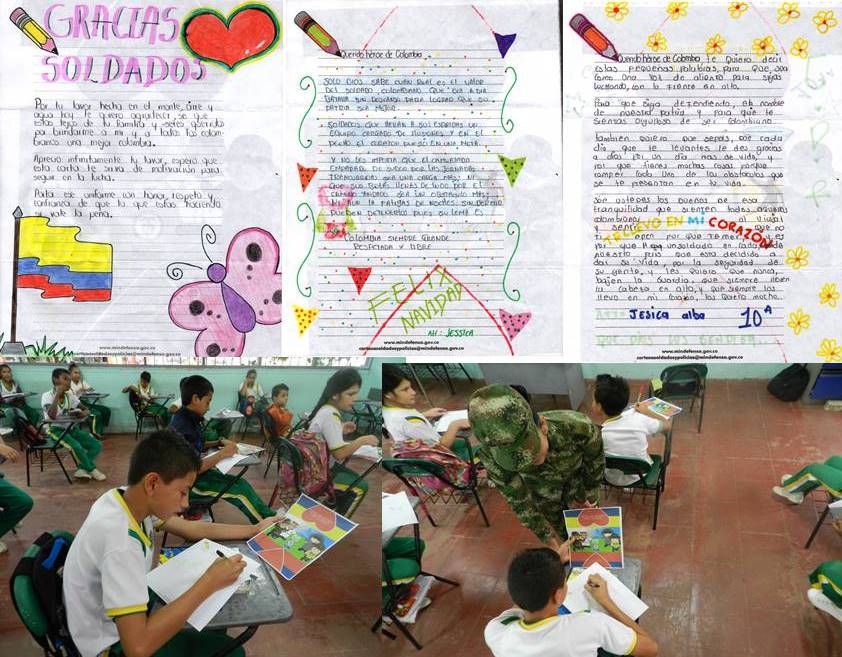 mindefensa's tweet photo. Niños del #Guaviare escriben cartas a #NuestrosHéroes #CorreodelaGratitud @corpomatamoros @Pilinlozano @COL_EJERCITO http://t.co/bSsm9qYOop