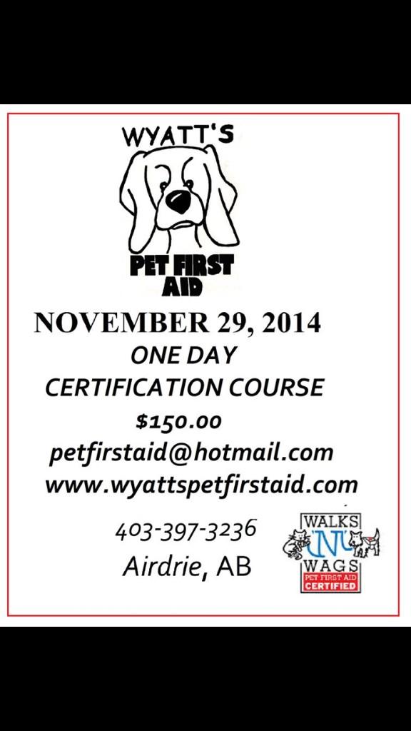 Only 4 spots left!!! <a href="/WNWPetFirstAid/">Walks 'N' Wags PFA</a> #airdrie -#PetFirstAid #dog #cat