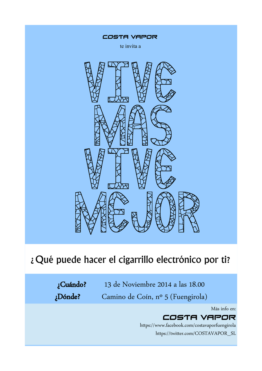 COSTAVAPOR_SL's tweet photo. Este jueves 13/11 a las 18.00 nuestra charla, os esperamos a todos! ¡¡Ya queda menos!! http://t.co/jfaP9G8Dpm