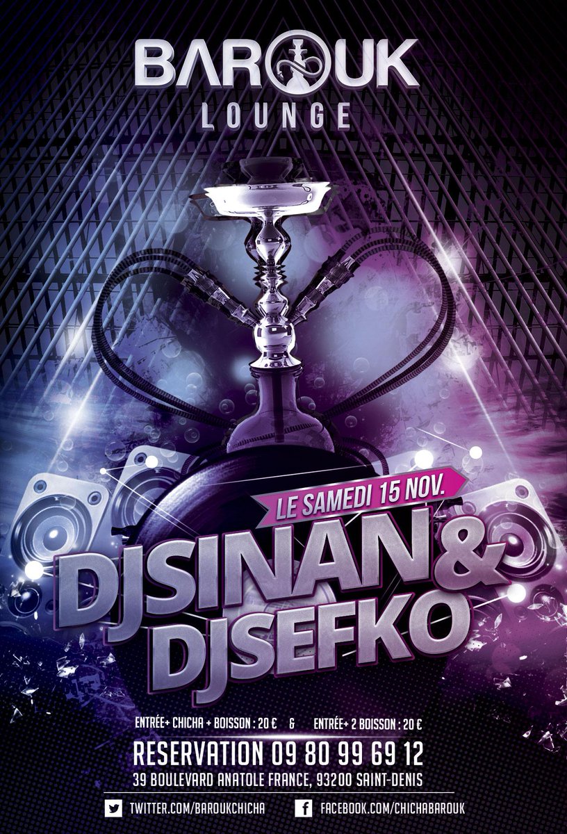 BaroukChicha's tweet photo. ///BAROUK NIHGT 'VIVEMENT SAMEDI'
15 NOV. SAMEDI; Le Duo DjSinan DjSefko http://t.co/zt4EjK9nTS