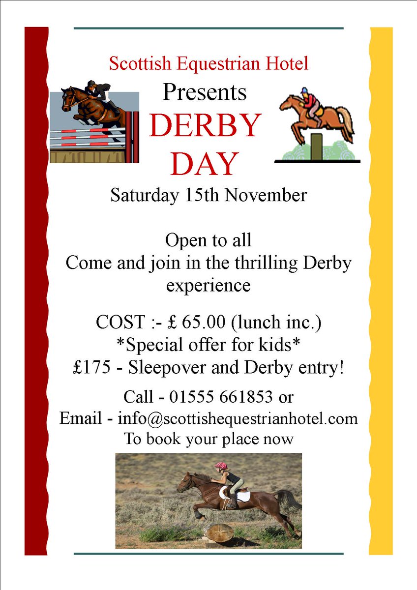 ScottishEqui's tweet photo. Derby Day on 15th November.  Come and join us for the thrills of the Derby! http://t.co/sXt0cJcLDv