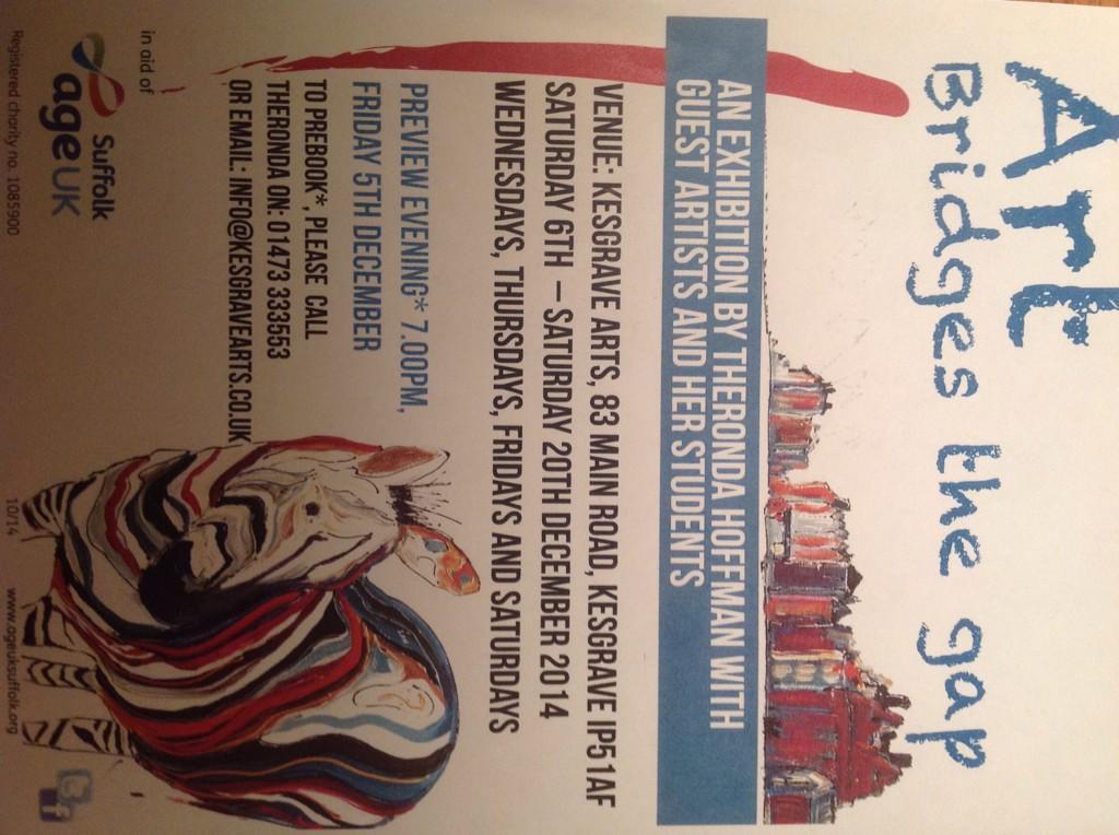 ipartsoc's tweet image. Art Bridges The Gap - Suffolk Age UK -  starts Sat 6th December at Kesgrave Arts. @ipartsoc