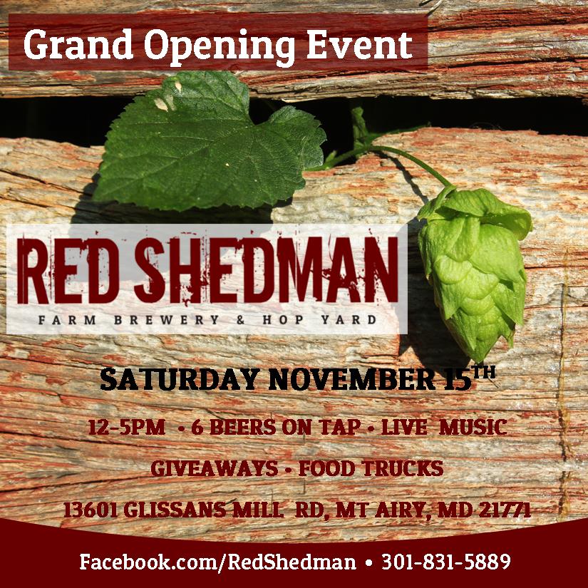 LinganoreWinery's tweet photo. Join us this Saturday for the grand opening of our sister company, @RedShedman Farm Brewery! #drinklocal #mdbeer http://t.co/BVkJH8OerL