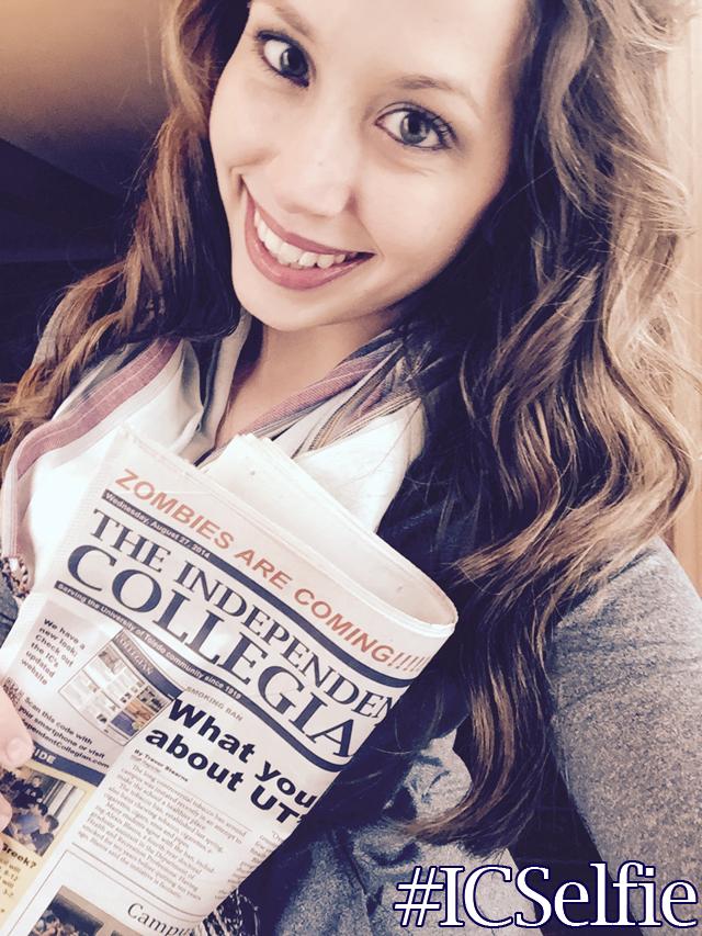ICollegian's tweet photo. Post your #ICSelfie by Nov 18 Managing Editor Samantha Rhodes with her selfie http://t.co/blDlXLOuiv