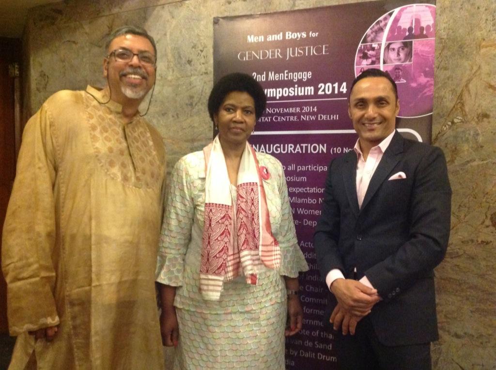 RahulBose1's tweet photo. With Abhijit Das of #MenEngage and Phumzile Mlambo Ngcuka, Exec Dir, UN Women at the Global Symposium in Delhi today. http://t.co/TPJDUqJN8u