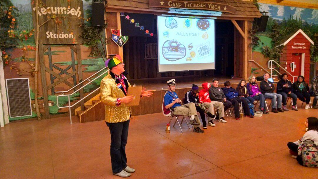 King Llama and Merlin the Magician welcome a group for Project American Life!