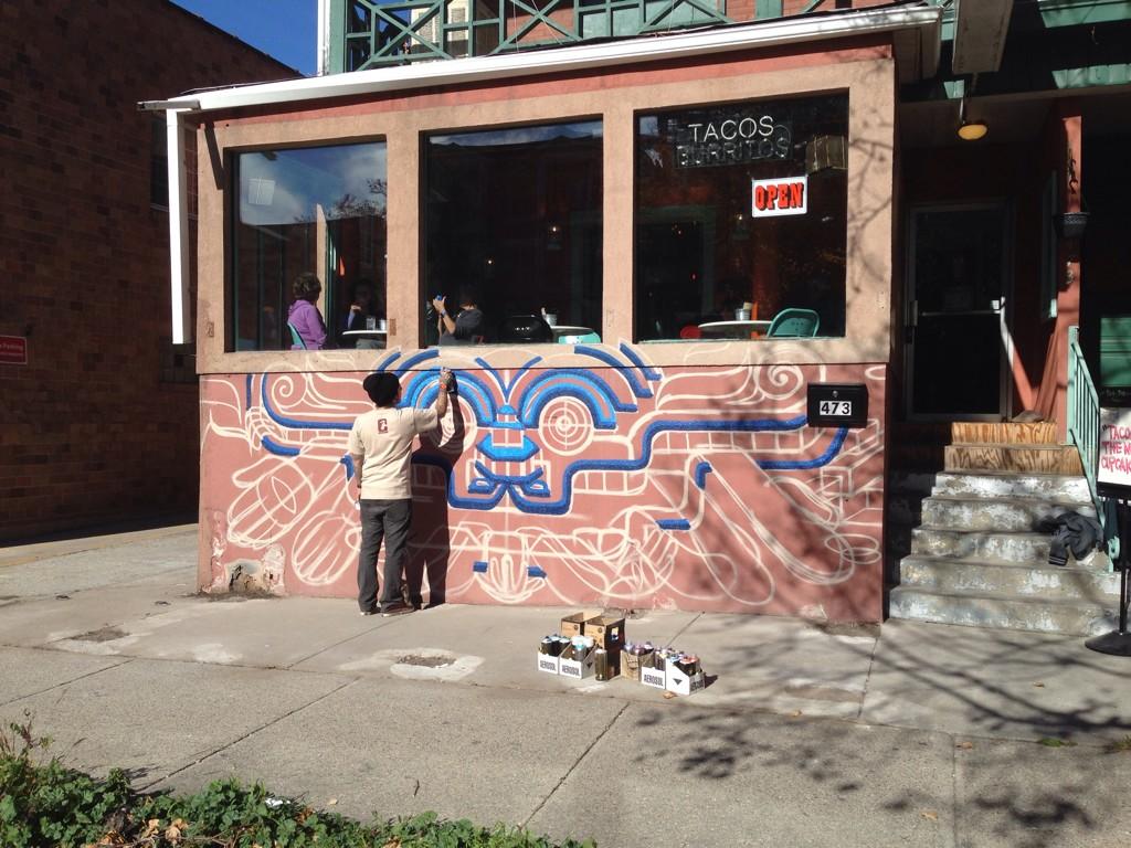 BluePoblano's tweet image. Anthony Ortega throwing it down. #streetart #slc #tacos