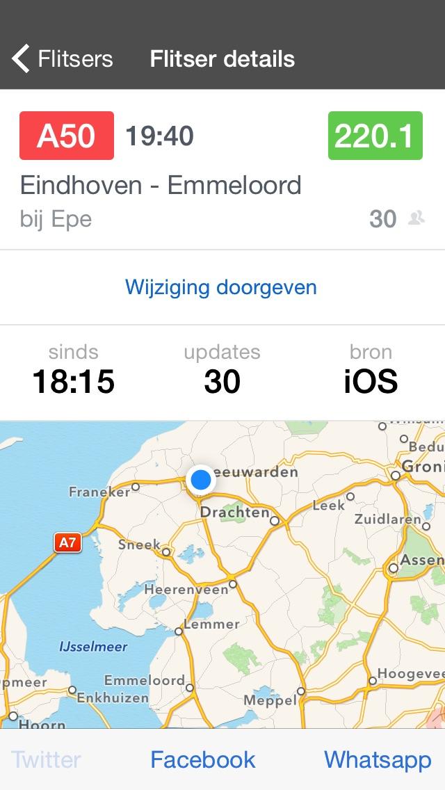 Flitser op de A50 bij Eindhoven - Emmeloord - hmp 220.1 (via <a href="/flitsmeister/">Flitsmeister</a>) flitsmeister.nl/MtqmAp