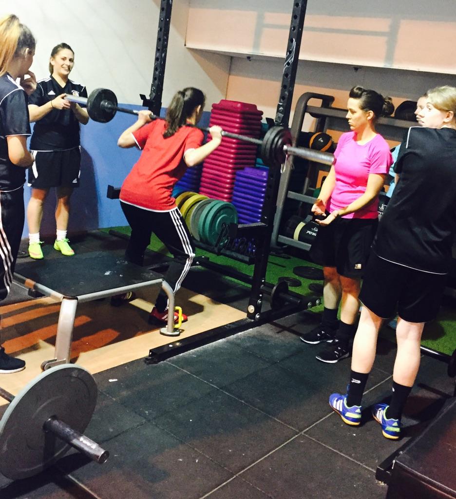 JeanfieldGirls's tweet photo. @LewieMath putting the girls through their paces #liftingitlarge #girlswholift #jeanfieldmuscles http://t.co/O23qZrjoI3