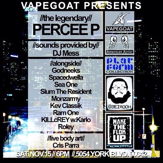 raremindmusic1's tweet photo. @TheRealPerceeP @SlumTheResident #SEAONE @MONZARMY626 @KillcRey #DJMESS #Vapegoat #Beirdoh #WakeTheFlockUp #FreeShow http://t.co/TigeKgL7pt