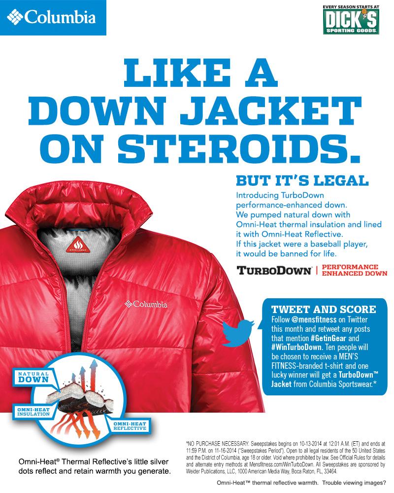 MensFitnessX's tweet photo. Gear up! Retweet to win a Columbia TurboDown Jacket #WinTurboDown #GetinGear http://t.co/n1OZ3hbBE3