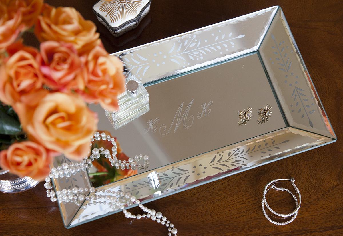 This chic personalized mirrored vanity tray adds classic romance to any room! bit.ly/1uX4Pwq #giftideas