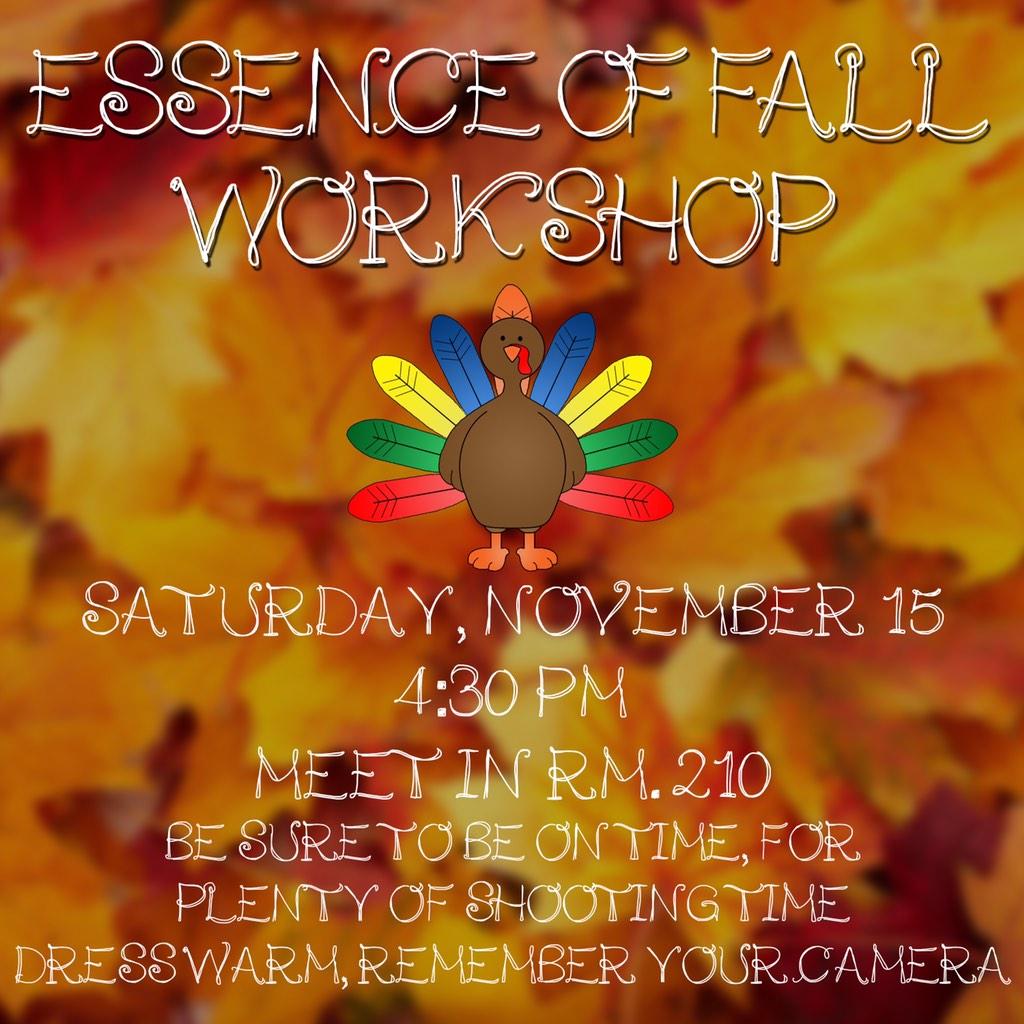 Shutterbug_CHS's tweet photo. Less than a week until our #EssenceOfFall workshop!! Be sure to stop by room 210 to sign up! http://t.co/pMxGwo5oyM