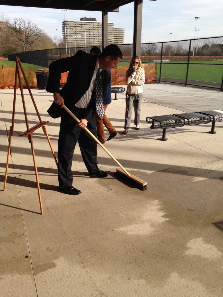 UmichRecSports's tweet photo. Getting things cleaned up for the #MitchellField celebration! Nice work, Mike! #umichrecfuture http://t.co/CmyZUJn66V