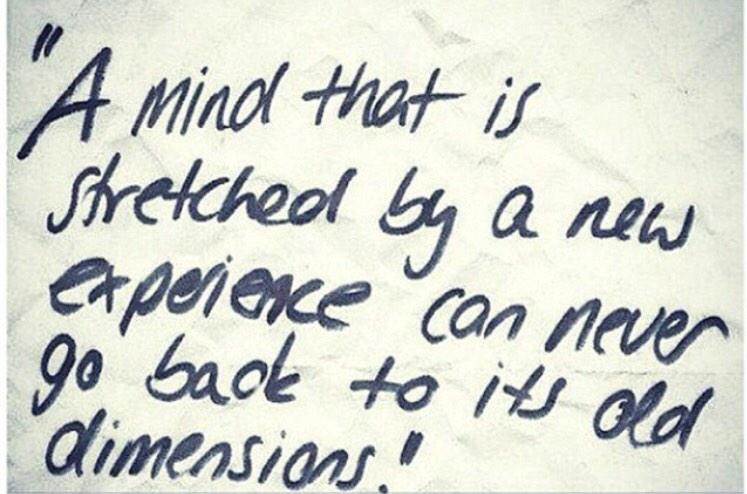 A mind that is stretched by a new experience can never go back to its old dimensions.