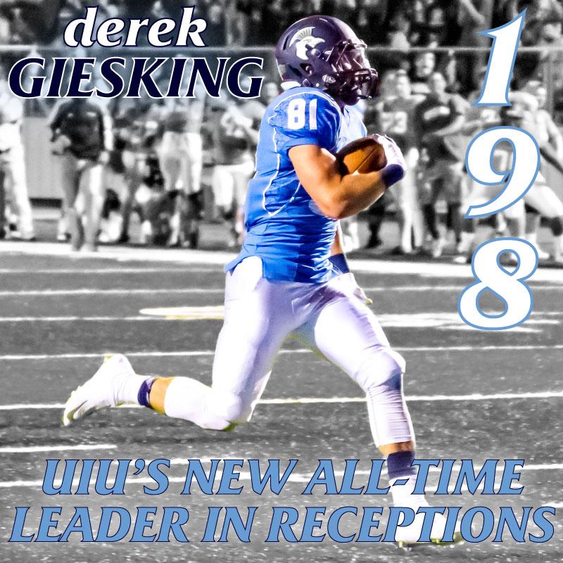 Peacock Athletics (@uiupeacocks) on Twitter photo Derek Giesking is <a href="/UIU_Football/">UIU_Football</a> all-time leader in rec w/ 198. Shay Gutman 2nd all-time w/ 194. <a href="/NCAADII/">NCAA Division II</a> #CedarRapids Derek Giesking is <a href="/UIU_Football/">UIU_Football</a> all-time leader in rec w/ 198. Shay Gutman 2nd all-time w/ 194. <a href="/NCAADII/">NCAA Division II</a> #CedarRapids