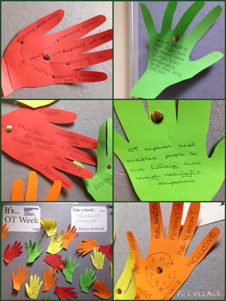 OTPlymouthUni's tweet photo. The @OTsocPlym facilitated an eye catching display in our building for #OTweek14 #engaging #promotion http://t.co/jEnYZwUB0H
