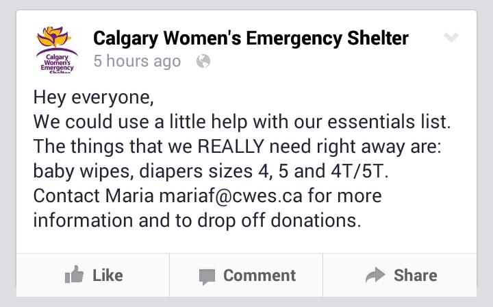 The Calgary Women's Emergency Shelter needs items from their essentials list. #yyc <a href="/End_Abuse/">Calgary Women's Emergency Shelter</a> <a href="/nenshi/">Naheed Nenshi</a> <a href="/WBrettWilson/">* W. Brett Wilson *</a>