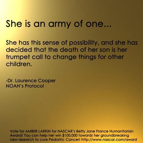 NoahsLight's tweet photo. Help expand our army 2make a difference 4kids w/ cancer.Vote4 @AmberALarkin today: http://t.co/a35Vm6AiP4 #withaCLICK http://t.co/MUBZQpjmam