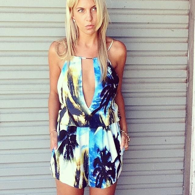 We love this post of <a href="/gemmalouise_may/">Gemma Louise May</a> in our #suboo palm print playsuit. Available to purchase online now.