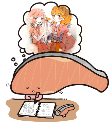 Kirimiちゃん 公式 今日はシャケの日なんだよ きねんに絵を描いているの かまぼこ ちゃんは ピンクのボブで まだねむい Zzz Shakeの日 Http T Co Bhx5ffstzn