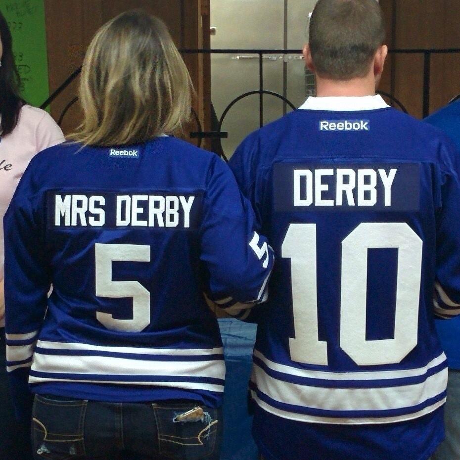 derbyleafs's tweet photo. @MapleLeafs hockey themed stag and doe on Saturday bride and groom http://t.co/q174JWgaax
