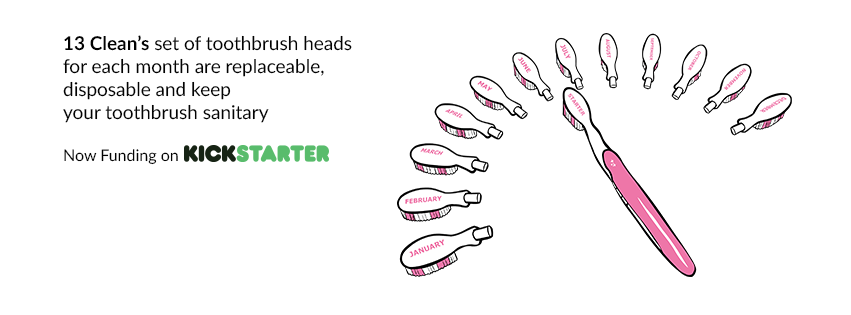 ToiletTreeProd's tweet photo. #13Clean is a set of 13 toothbrush heads that you swap out each month. #kickstarter http://t.co/cbrihr5F3E http://t.co/EFMNolPIm5