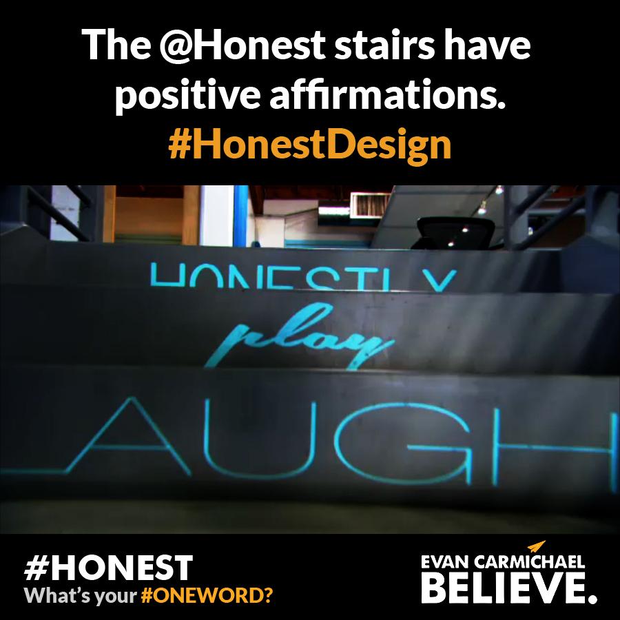 EvanCarmichael's tweet image. The @Honest stairs have positive affirmations. #HonestDesign