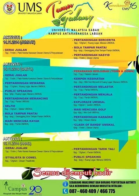 EVENT: Tamu Gadang UMSKAL @UmsKALtwt 14-16 November 2014. Semua dijemput hadir.