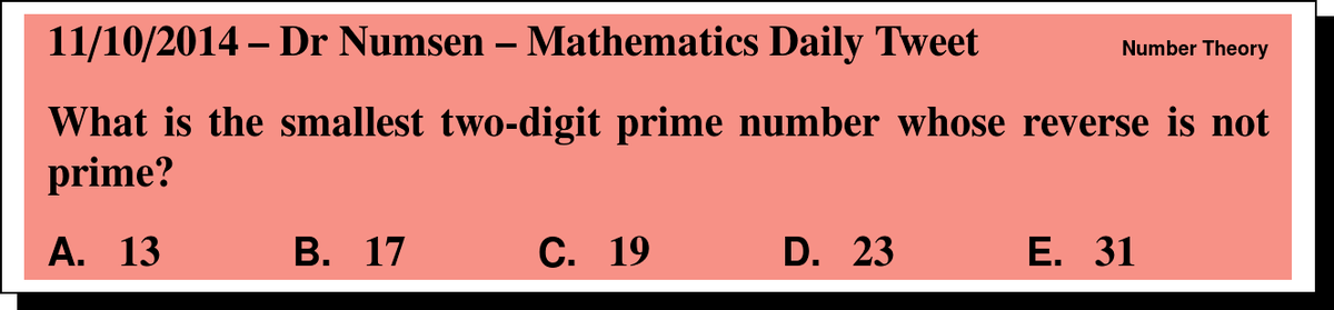 DrNumsenMath's tweet photo. Prime number question today! #UILMath http://t.co/SCvW1fG4Xw