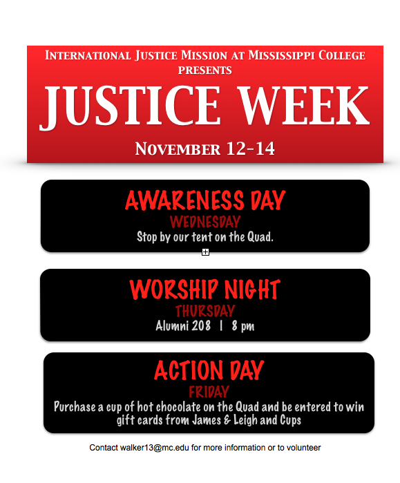 MC_IJM's tweet photo. Justice Week starts Wednesday! Get involved. Make a difference! http://t.co/PggiUeyY8c