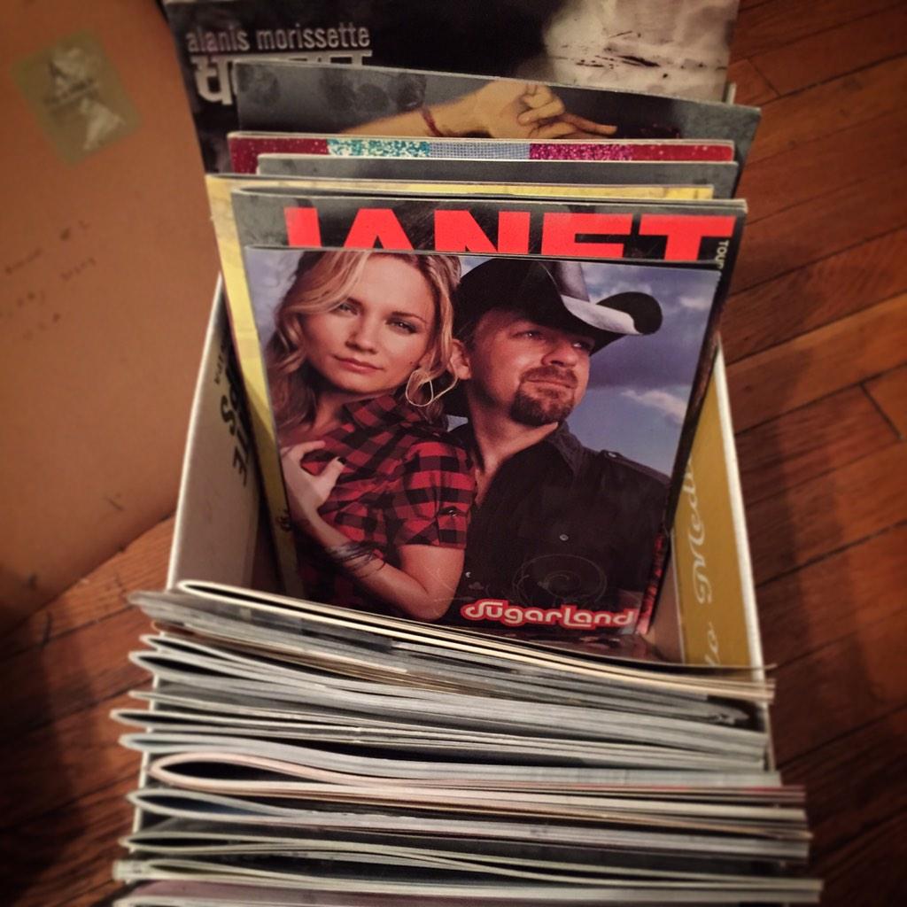 rustyshelby's tweet photo. So many years of tours, concerts, & good times. #tourbooks #concertprograms @sugarlandmusic @Alanis @toriamos & more http://t.co/WDCgJXQlF8