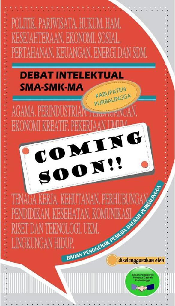 PbgUpdate's tweet photo. #Info "@khoolidiyah: Kompetisi debat SMA, SMK, MA. Presented by @BPPDPurbalingga Cc : @sma1pbg_ID @PbgUpdate http://t.co/8DX58Xa15Z" #PBG