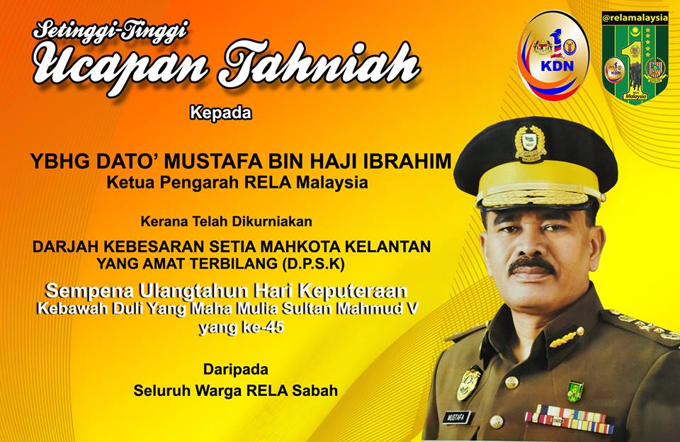 Seluruh warga <a href="/rela_sabah/">RELA NEGERI SABAH</a> mngucapkn setinggi2 tahniah kpd YBHG Dato' Mustafa Bin Hj Ibrahim @KP_RELA <a href="/samasuddin_sab/">samasuddin lawe</a>