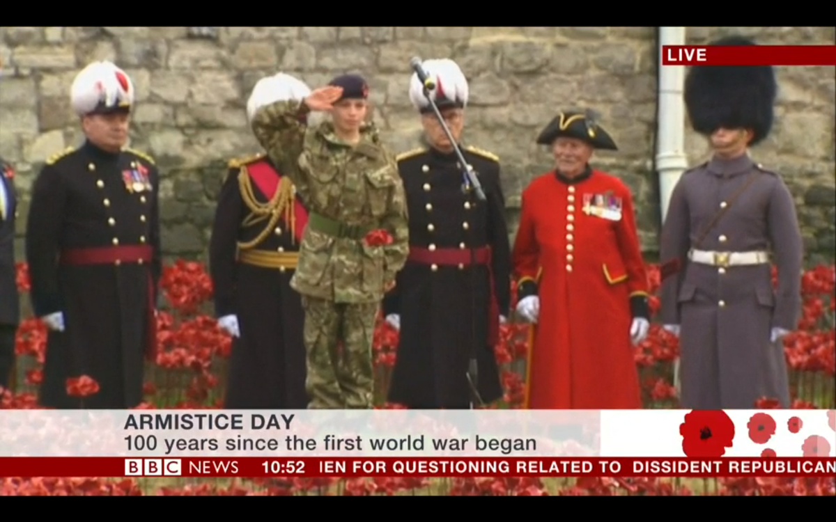 PaulCumminsMBE's tweet photo. The installation is complete. #TowerPoppies #ArmisticeDay #WeWillRememberThem http://t.co/FV2NWoBISp