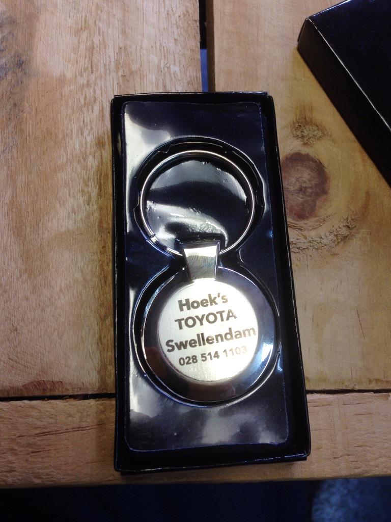 Key rings for Hoek's Toyota in Swellendam.<a href="/ToyotaSA/">@ToyotaSA</a>