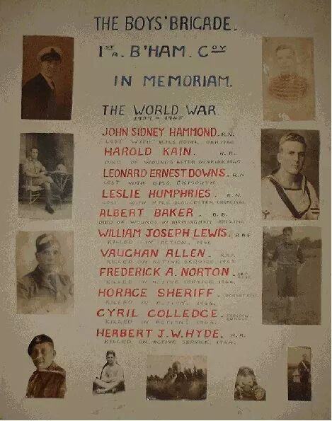Remembering the 1st A Birmingham <a href="/theboysbrigade/">The Boys' Brigade</a> members who lost their lives in WW2 &amp; all who died so we can live.